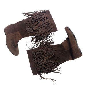 Reneeze Brown Fringe Mocassin Boots - Size 7